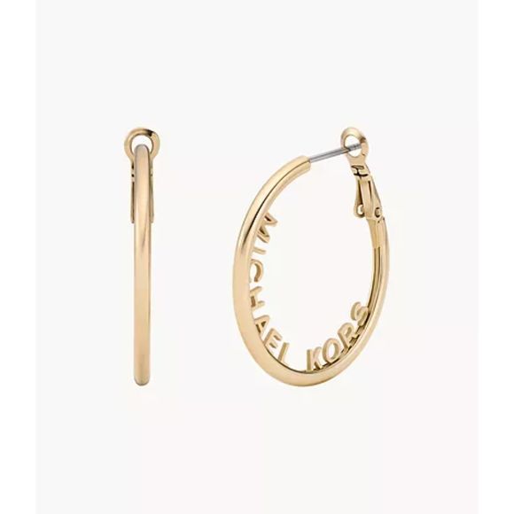 Michael Kors Gold-Tone Stainless Steel Hoop Earrings - Picture 1 of 3